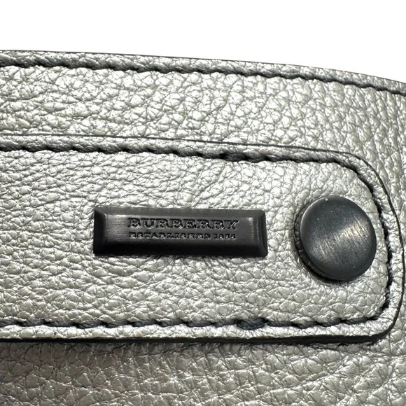 BURBERRY GUNMETAL PEWTER LEATHER WIDE WAIST BELT WITH PLEATED RUFFLES - Picture 8 of 16